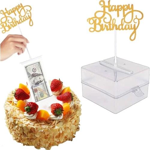 DIY Cake Money Pulling Box Rotating Lotus Cake Candle Making Mold Funny Surprise Birthday Cake Decoration Birthday Party Gifts