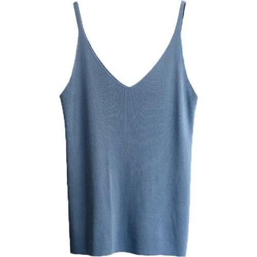 2021 Summer Tops ladies Thin Knit Camisole Slim Tank Top Female Solid V Neck Sexy Vest Korean Fashion Women Sleeveless Tshirts