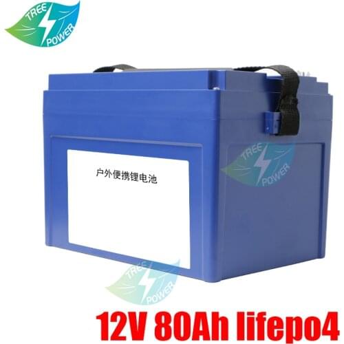Lithium 12V 80AH Lifepo4 battery BMS 4S 12.6V for Solar Energy golf cart travel trailer monitor RV +10A Charger