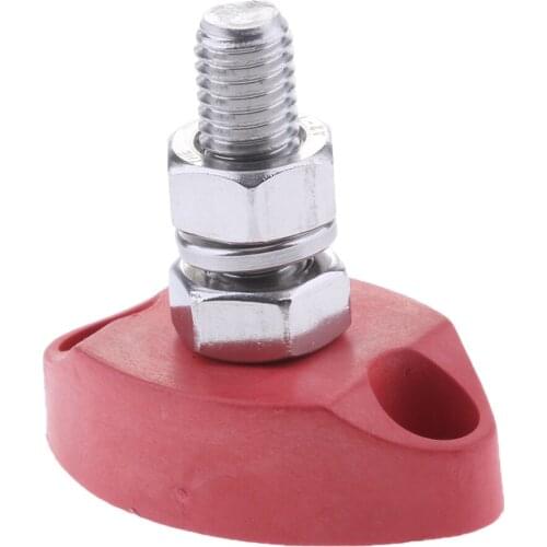 MagiDeal 6mm Stainless Steel Single Stud Power Junction Block - Red