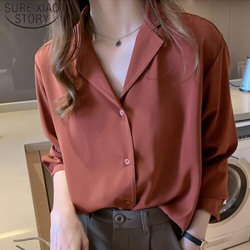 Casual Solid Female Shirts Korean Style Women Fashion Long Sleeve Office Lady Shirt Loose Plus Size Tops Blusas 8178 50