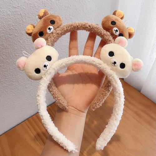 Cartoon Cute Bear Autumn and Winter New Hairband Headband Lady Wash Make Up Plush Headband Spot Wholesale