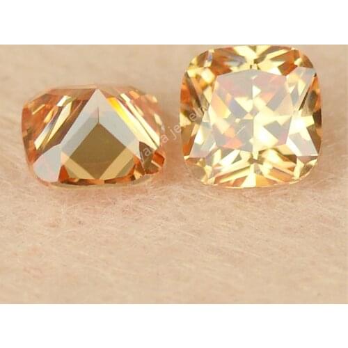 Sale 3*3~15*15mm 5A Light Champagne Color Loose CZ Lab Grown Gems Square Cushion Princess Shape Cubic Zirconia Stone For Jewelry