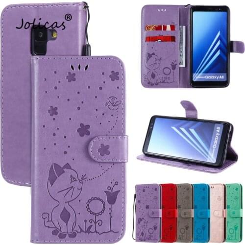 Colorful Flip Cases Covers For Samsung A8 2018 Capa PU Leather Book Wallet Phone Case Galaxy A8 2018 hoesje Telefon Aksesuar