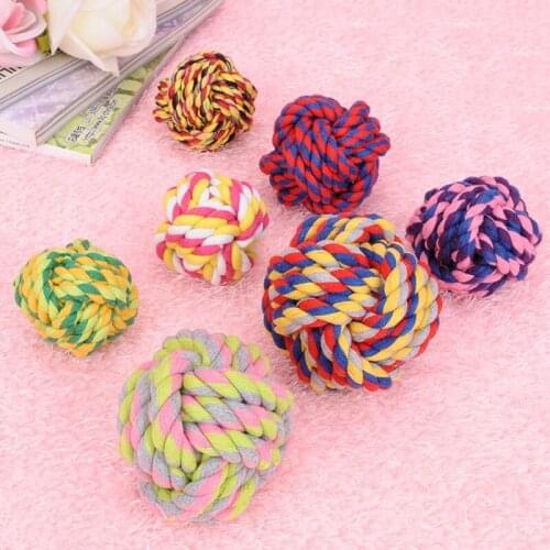 Dog Cotton Rope Toy Color Cotton Rope Ball Weaving Dog Grinding Teeth Clean Teeth Bite Rope Ball Pet Cotton Rope Ball