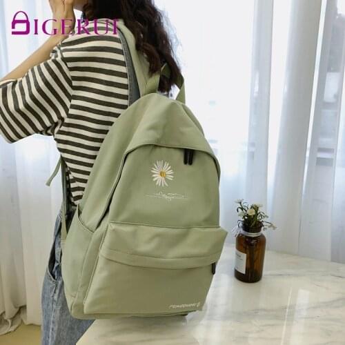 DIGERUI Teen School Bag for Girls Backpack Women Printing Bookbag Middle Student Schoolbag Large Black Cute Flowers Nylon Bag