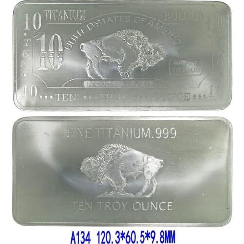 Titanium Buffalo Bar Bullion Bar Mint 10oz United States Of America Fine Titanium .999 Replica Coins Collection Souvenir A134