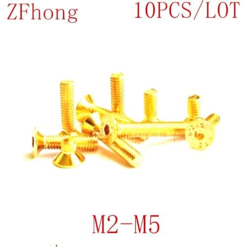 10-20Pcs DIN7991 M2 M2.5 M3 M4 M5 Countersunk Flat Head Hex Hexagon Socket Screws Alloy Steel Titanium Plating Gold Screw