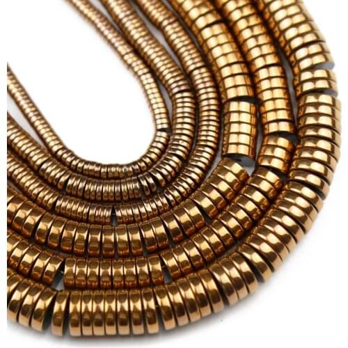 YHBZRET cylinder Copper Hematite Natural Stone 3~8mm Flat Round Loose Spacers Beads for Jewelry Making Diy Bracelets Accessories