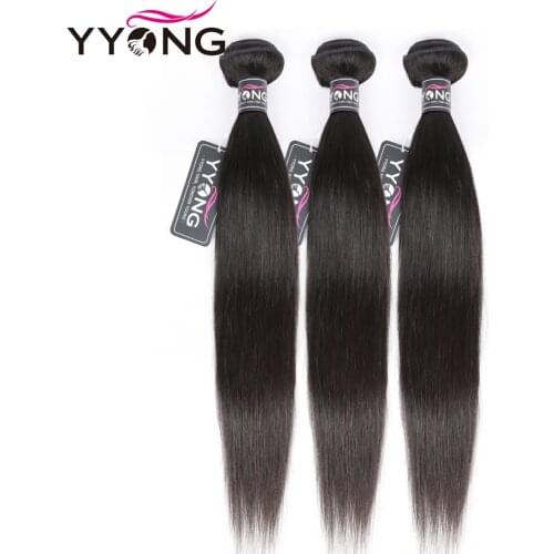 YYONG Hair Brazilian Straight Bundles 100% Human Hair Remy Hair Weave 3/ 4 Bundles Deal Natural Color 8"-30" Hair Extensions