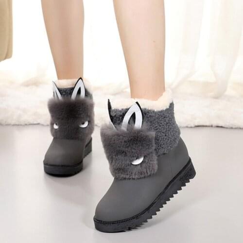 Women Boots Brand Winter Shoes Warm Black Round Toe Casual Plus Size Female Snow Boots