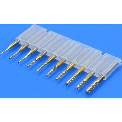 0.8mm-3.175mm Titanium Coated Carbide End Milling Cutter Engraving Edge Cutter CNC Router Bits End mill for PCB Machine