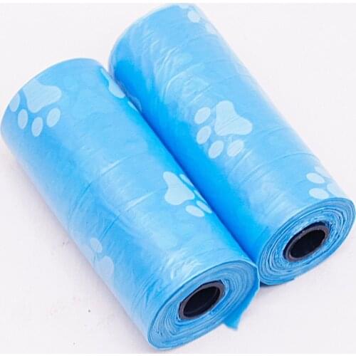 1Rolls Paw Printing Dog Poop Bag 15 Bags/ Roll Large Cat Waste Bags Doggie Outdoor Home Clean Refill Garbage Bag