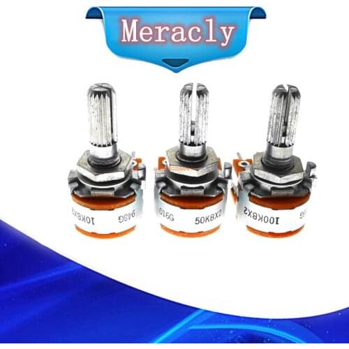 1PCS Japan ALPS RK163-20MM 10K 50K 100K audio amplifier amp volume Rotary Potentiometer 16-type 10KBX2 50KBX2 100KBX2 DIY HIFI