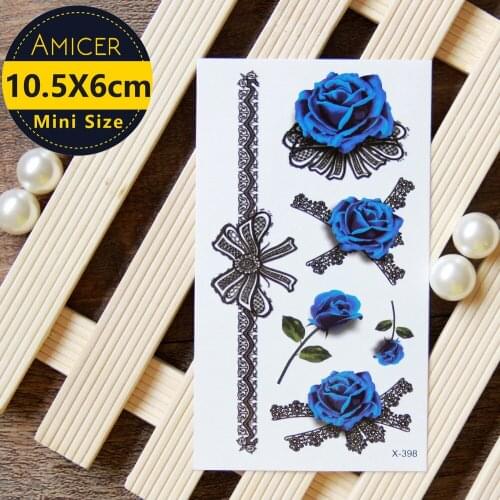 3D Waterproof Temporary Tattoo sticker Rose Sexy lace butterfly tattoo Water Transfer fake tattoo flash tattoo for girl