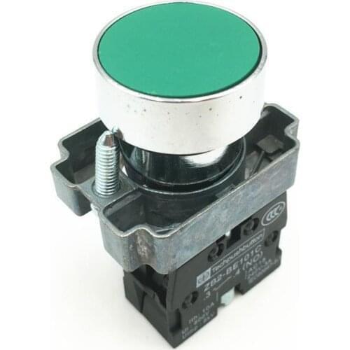 4pcs XB2 BA31 Green Sign Flat Self-Reset Momentary Flush Pushbutton Push Button Switch 1 NO 22mm Mounting Hole