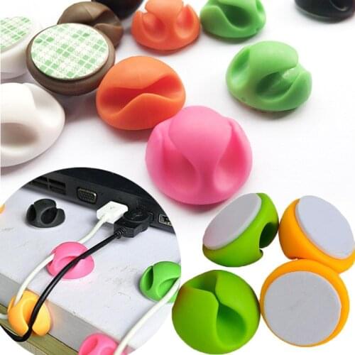 5PCS/lot Plastic Cable Wire Organizer Cable Clip Tidy USB Charger Cord Holder desktop Cable Fixed clamp