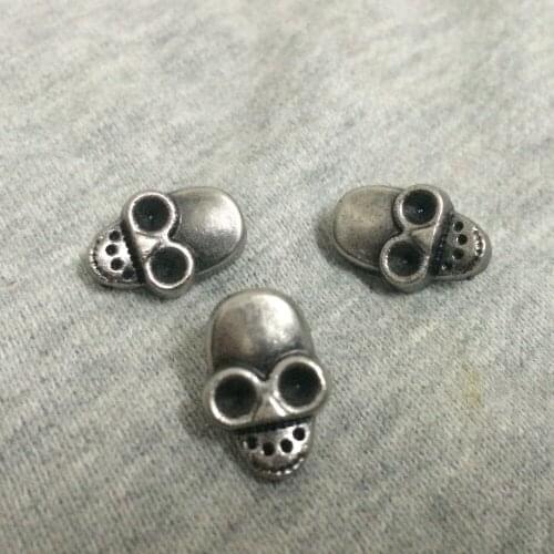 New 50PCS 11X16MM Antique Silver Skull Head Studs Rivet Round Punk Spike Shoes Belt Bag Bracelets Accessories Leather Craft