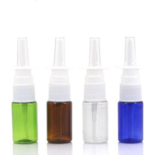 50pcs/lot 10ml colorful nasal spray bottle nasal of medical spray bottle PET plastic bottle small Spray Refillable Bottles