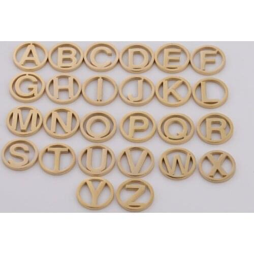 Stainless Steel 26 English gold Alphabet Letters A-Z Stainless High Polishing DIY Charm Women Pendant Jewelry Making Accessories