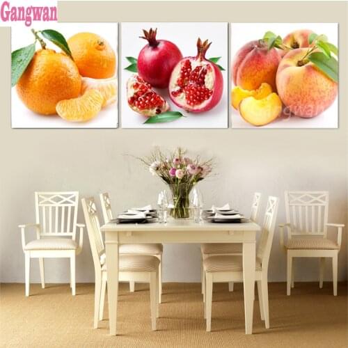 DIY Diamond Embroidery Icon Fruit Orange, pomegranate, peach 5d Rhinestone Art Dimond Mosaic Diamond Painting Cross Stitch 3 pcs