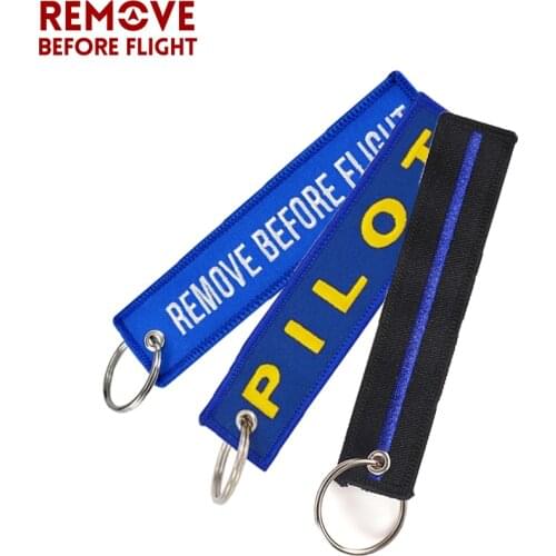 Remove Before Flight Blue Key Ring Keychain Embroidery Luggage Tag Key Holder for porte cle moto Cool Motorcycle Chain Keychain