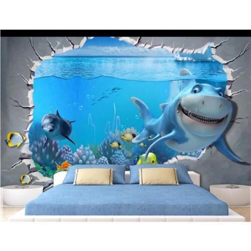 Papier peint wallpaper for walls 3 d Custom wallpaper Chinese underwater world children cartoon background wall