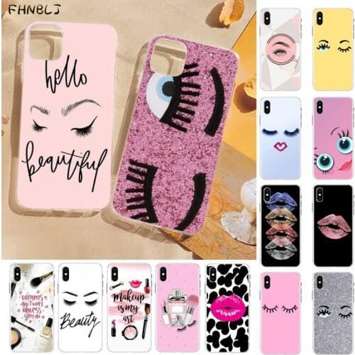 FHNBLJ eyelash Makeup Lip Phone Case Cover For iphone 12pro max 11 pro XS MAX 8 7 6 6S Plus X 5S SE 2020 XR case