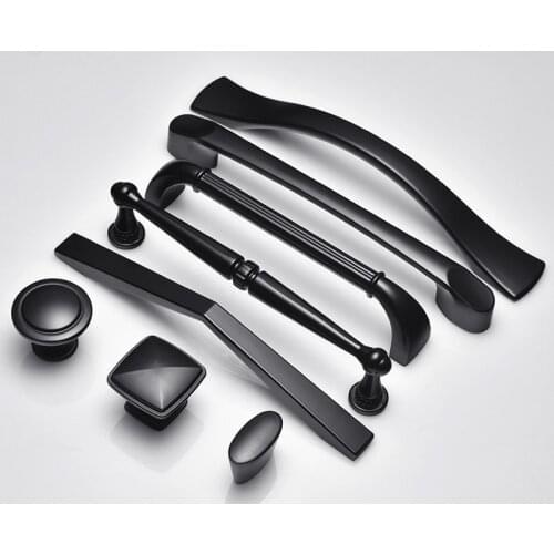 Black Zinc Alloy Cabinet Knobs and Handles Drawer Knobs Handles for Furniture Kitchen Handle Knobs and Pulls for Cabinets