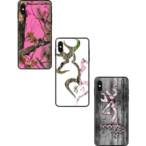 Diy Colorful Printing Black Soft TPU For Xiaomi Mi Note A1 A2 A3 5 5s 6 8 9 10 SE Lite Pro Ultra Realtree Deer Camo Pink Lovely