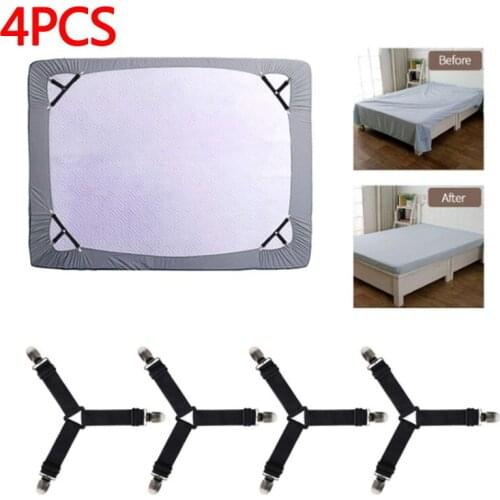 4Pcs/Set Elastic Bed Sheet Grippers Belt Fastener Bed Sheet Clips Mattress Cover Blankets Holder Home Textiles Organize Gadgets