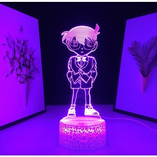 Detective Anime Figure LED Night Light for Child Bedroom Decoration Gift Nightlight Manga Closed Kids 3D Night Lamp Dropship