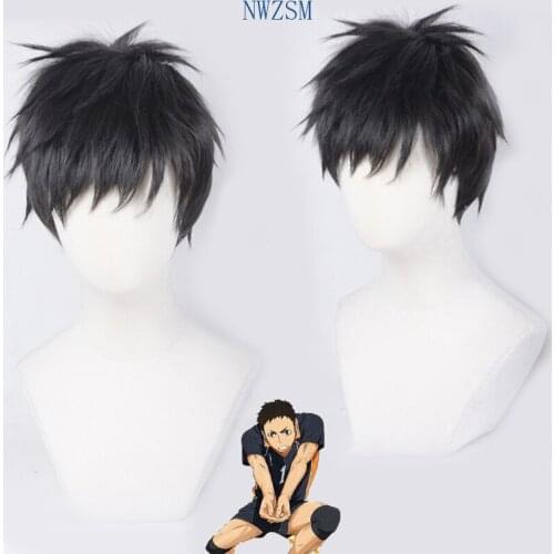 Haikyuu!! Hajime Iwaizumi Cosplay Wig Sawamura Daichi Short Black Straight Heat Resistant hair Cosplay Costume Wigs