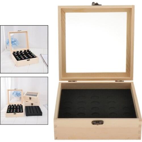 Essential Oil Aromatherapy Container Storage Box Case Wooden Organizer Display Case Travel Perfume Holds 30 Bottles 5 ML, 10 ML