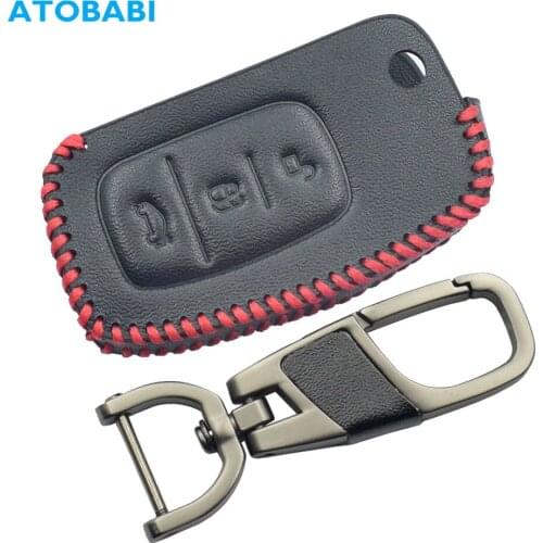 Leather Car Key Case For Ford C-MAX Focus 2010-2013 Fiesta Mondeo Galaxy S-Max 2006-2011 Folding Keychain Remote Fob Shell Cover