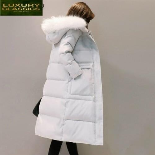 Jacket Winter Duck Down Women Long Thick Down Coat Female Large Fur Hooded Warm Clothes Ladies Fashion Jackets LWL1044