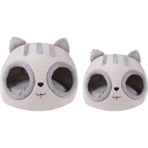 Cat Bed Cave Soft Covered Cat Bed Cat Head Shaped Pet Kitten Hut Removable Cat Bed Warm Pet Cat House Cave Winter Kitten Dog