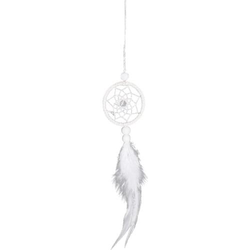 Dream Catcher Car Pedant Pure White Feather Wind Chimes Wall Hanging Decor Feather Dream Catcher Home Ornament Car Decor