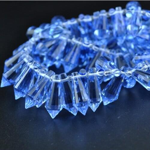 Fashion 8x20mm Blue Crystal Tear Drop Glass Beads Necklace Bracelets Jewelry Findings Free Shipping 500PCS