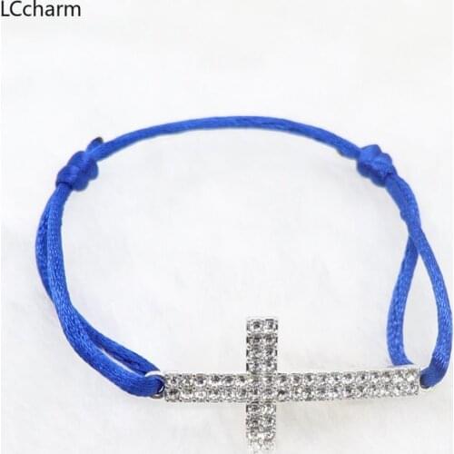 Fashion Cross Charm Adjustable Bracelet For Women DIY Red Cord String Braided Bracelets Bangle Wristband Jewelry