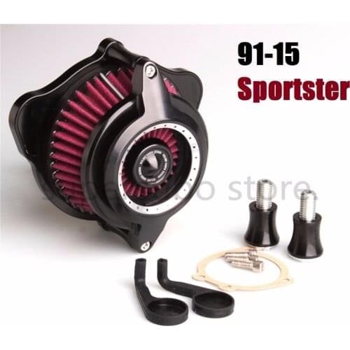 Motorcycle Black POWER BLUNT Air Cleaner intake filter For harley Sportster 1200 883 Forty Eight 91-15 Contrast Cut