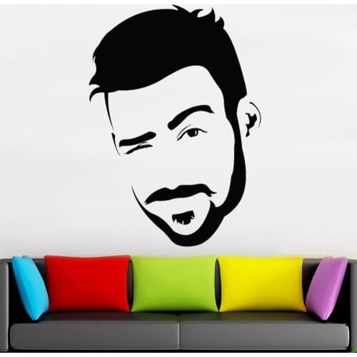 Barbershop Sign Wall Decal Hair Salon Shop Window Wall Decoration Bearded Man Portrait Barbershop Artistic Wall Stickers Z656