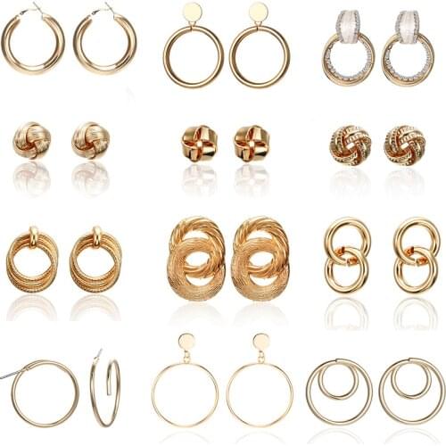 New Fashion Golden Silver Color Hoop Earrings For Women Hollow Round Circle Statement Earrings Jewelry Gift For Party Wedding