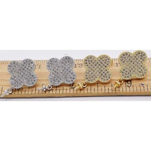 One pair flower zircon earrings hook accessory Clasp for making jewelry earrings DIY wholesale hook FPPJ