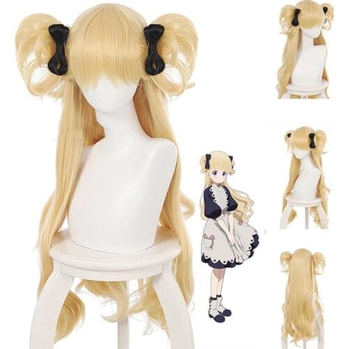 Anime Shadows House Emilyko Cosplay Wig and Headwear SHADOWS HOUSE Golden Double Ponytail Hair Halloween Party Role Play Wigs