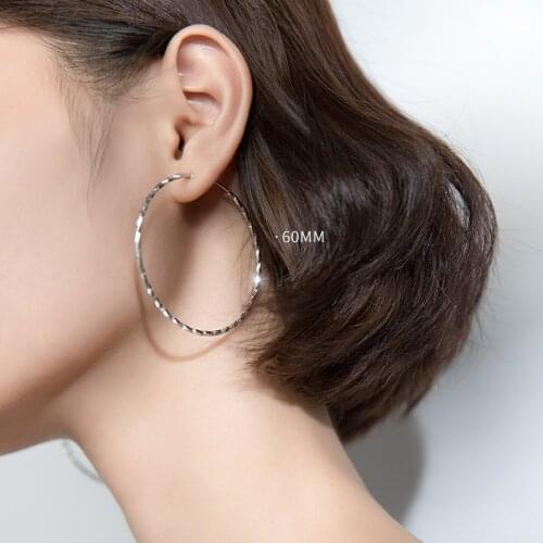 MloveAcc 100% 925 Silver Korea Fashion Exaggeration Circle Temperament Hoop Earrings Jewelry Trend Women Sale