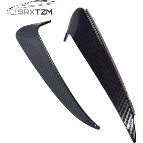 SRXTZM 2PCS Style Rear Bumper Spoiler Canard /Air Vent Cover Trim For Mercedes-Benz C class W205 2015+ Black Carbon fiber Grain