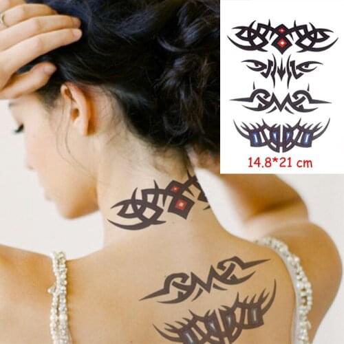 Waterproof Temporary Tattoo Sticker Line Totem Future Style Tatoo Big Size Body Art Fake Tattoos Women/Men Lady 14.8*21 Cm
