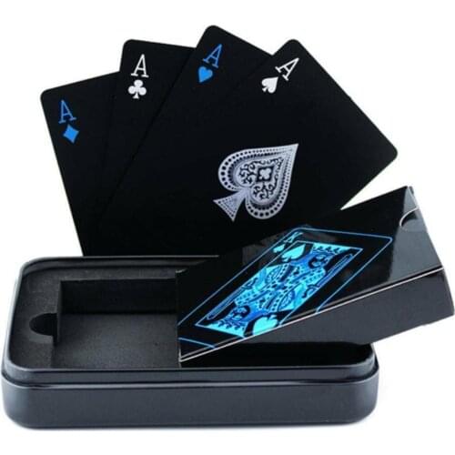 High Quality Plastic PVC Poker Waterproof Frosted Playing Cards Classic Set Black Poker Deck Tricks Tool Box-packed