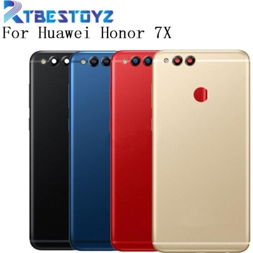For Huawei Honor 7X Spare Parts Back Battery Cover Door Housing + Side Buttons + Camera Flash Lens Replacement